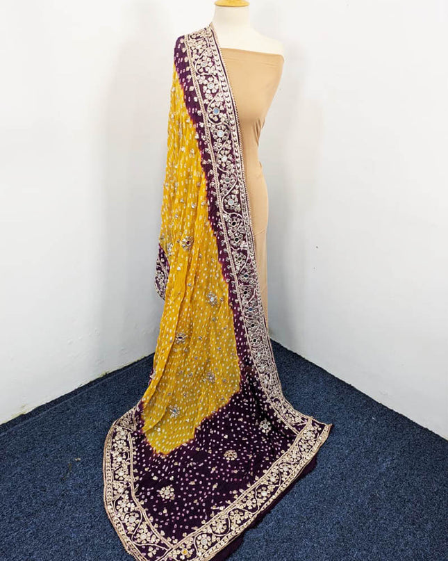 Heavy Border Chunnri Gotta Work Bamber Chiffon Dupatta