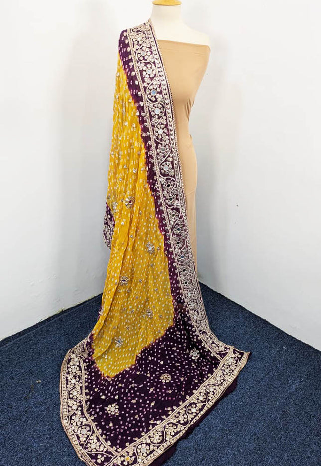 Heavy Border Chunnri Gotta Work Bamber Chiffon Dupatta