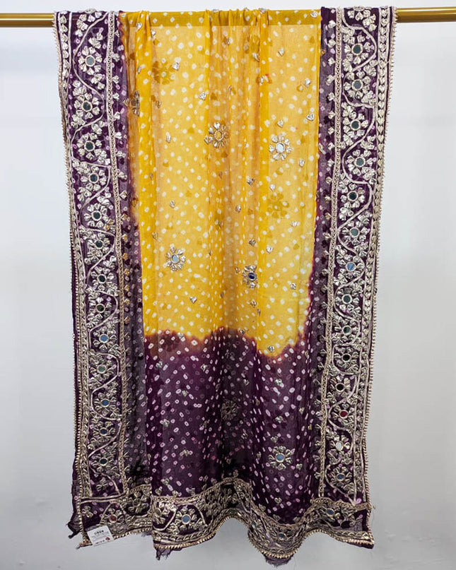 Heavy Border Chunnri Gotta Work Bamber Chiffon Dupatta
