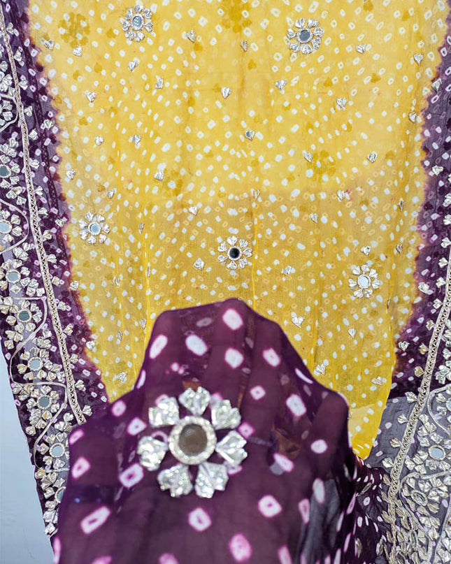 Heavy Border Chunnri Gotta Work Bamber Chiffon Dupatta