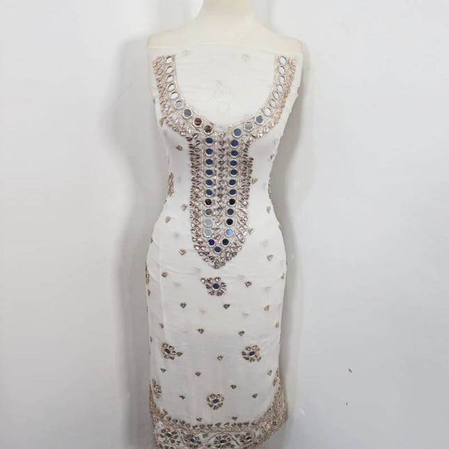 Fancy Chiffon Gotta Gala and Mirror Work With Chunnri Dupatta 2PC Unstitched