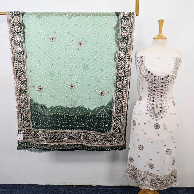 Fancy Chiffon Gotta Gala and Mirror Work With Chunnri Dupatta 2PC Unstitched