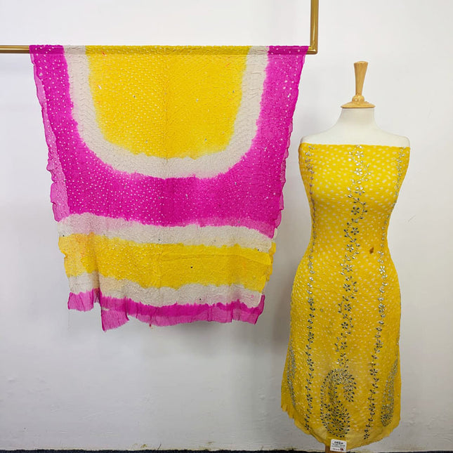 Chunnri Mukesh Work Pure China Crinkle 2PC Unstitched