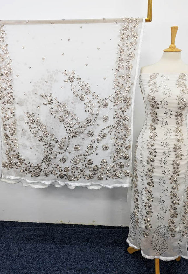 Handmade Gotta and Mukesh Work Chiffon 2PC Unstitched