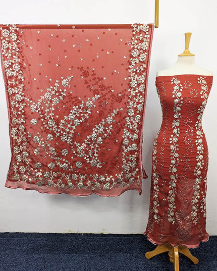 Handmade Gotta and Mukesh Work Chiffon 2PC Unstitched