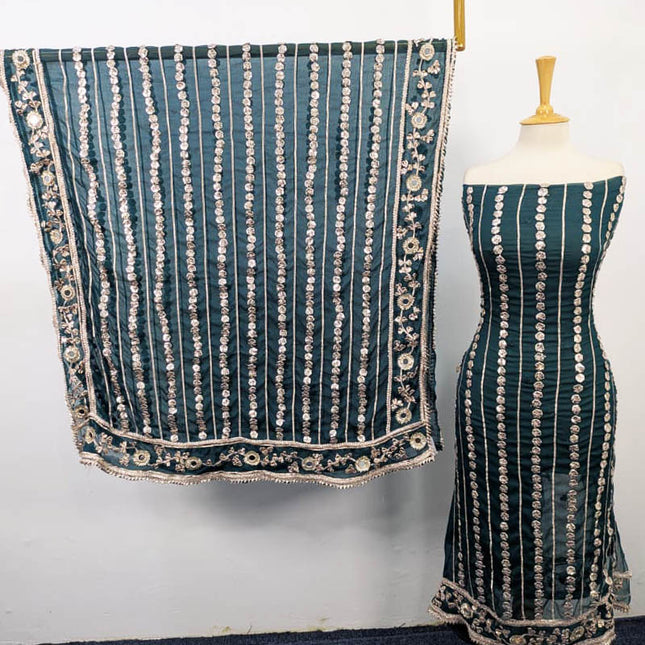 Handmade Gotta and Mirror Work Chiffon  2PC Unstitched