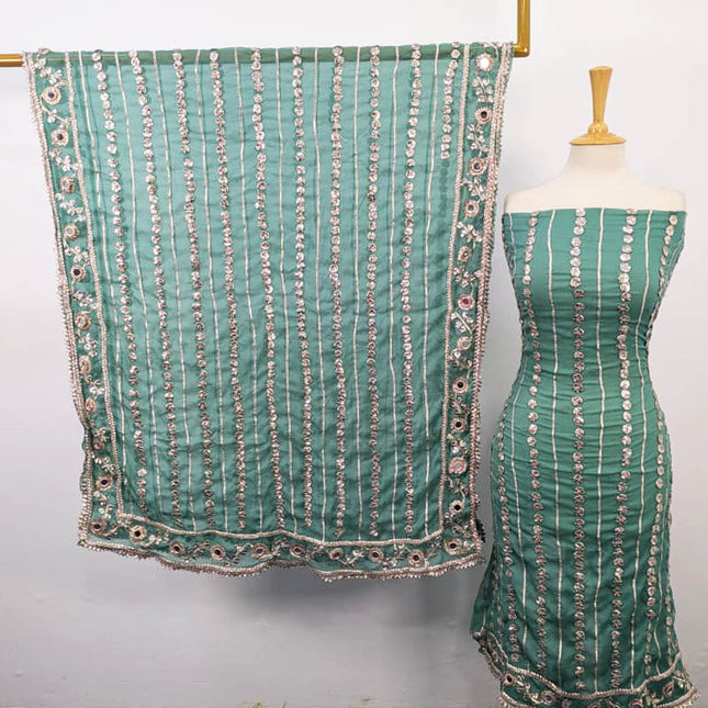 Handmade Gotta and Mirror Work Chiffon  2PC Unstitched