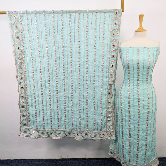 Handmade Gotta and Mirror Work Chiffon  2PC Unstitched