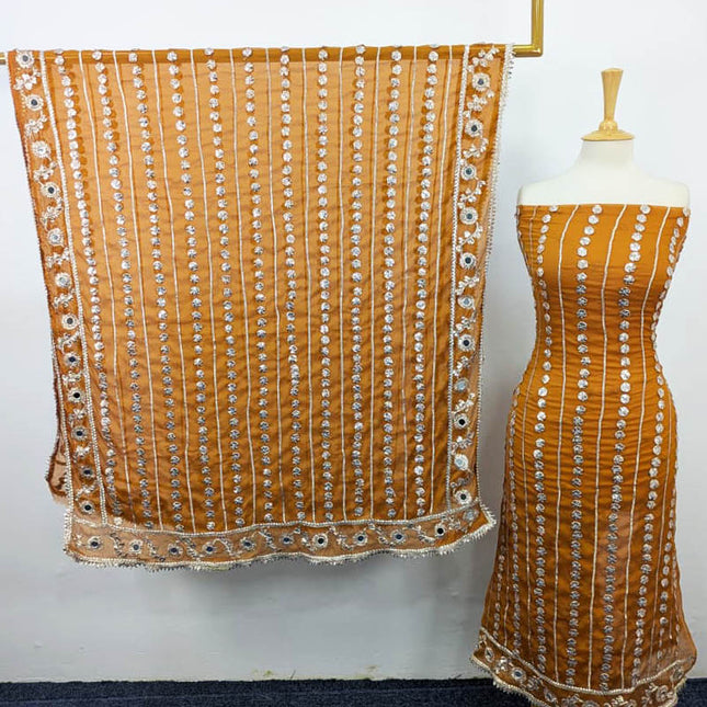 Handmade Gotta and Mirror Work Chiffon  2PC Unstitched