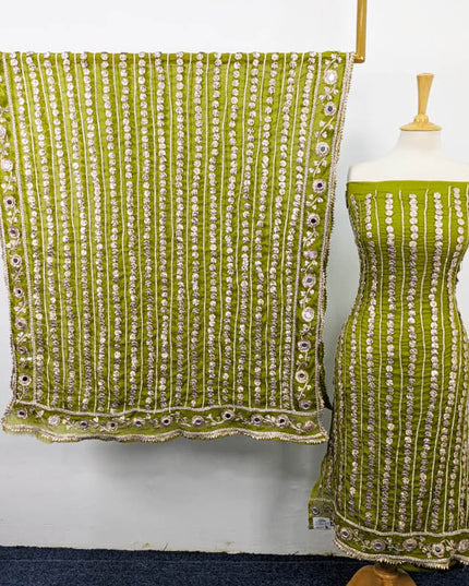 Handmade Gotta and Mirror Work Chiffon  2PC Unstitched