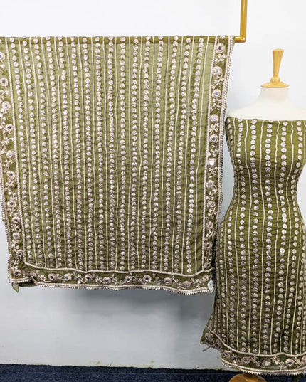 Handmade Gotta and Mirror Work Chiffon  2PC Unstitched