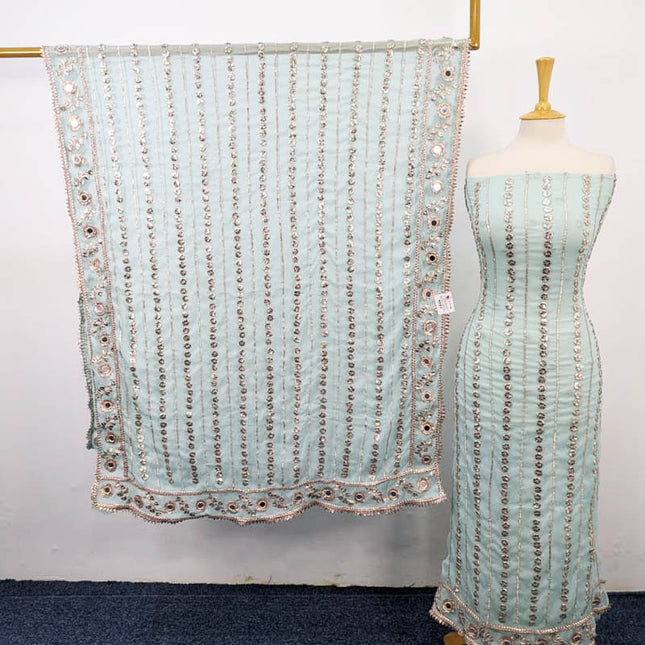 Handmade Gotta and Mirror Work Chiffon  2PC Unstitched