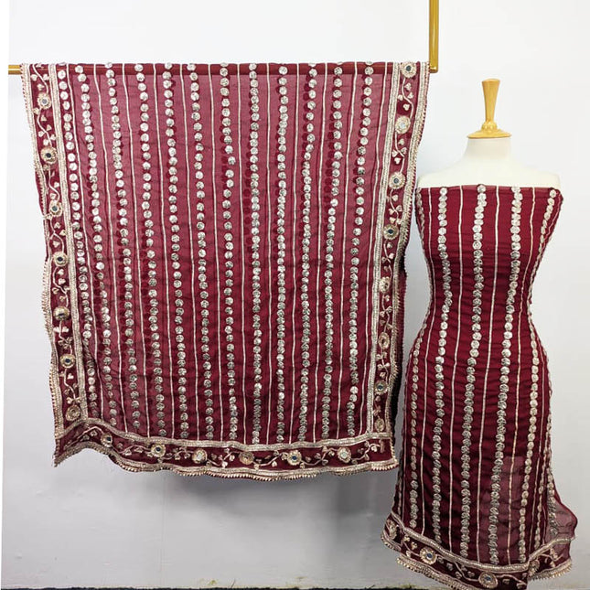 Handmade Gotta and Mirror Work Chiffon  2PC Unstitched