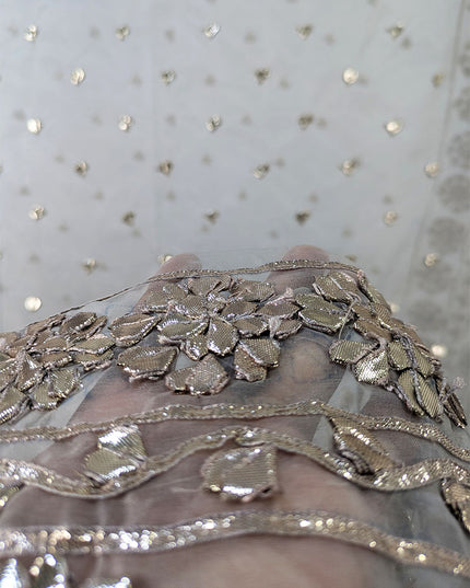 Fancy Dyeable Organza with Handmade Gotta Work Dupatta
