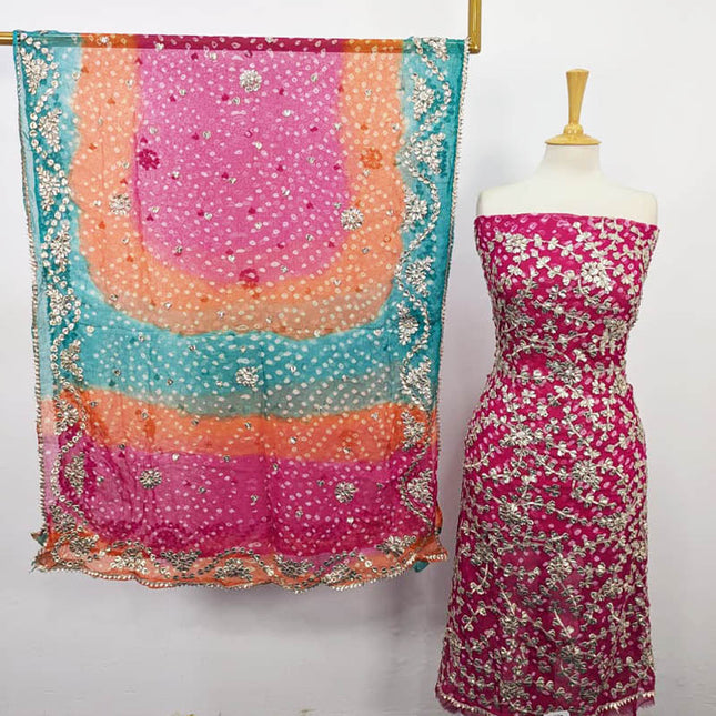 Bamber Chiffon With Chunnri And Gotta Work 2PC Unstitched