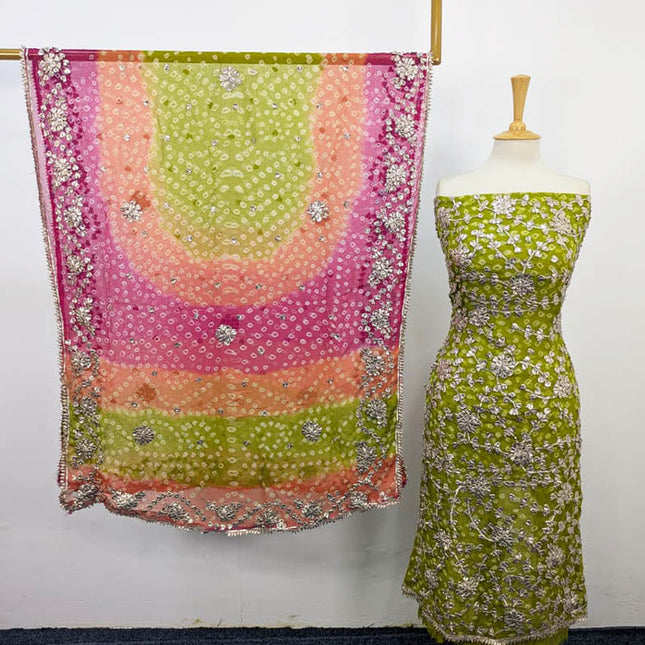 Bamber Chiffon With Chunnri And Gotta Work 2PC Unstitched