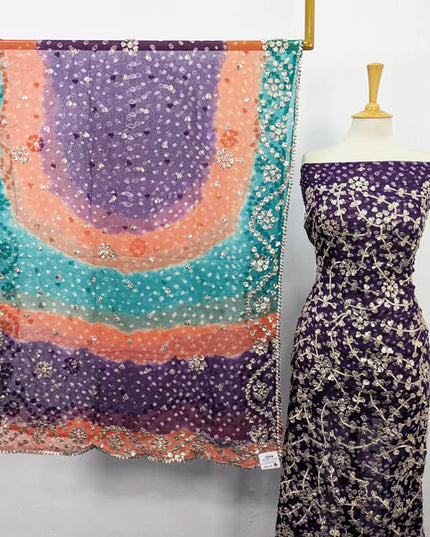 Bamber Chiffon With Chunnri And Gotta Work 2PC Unstitched