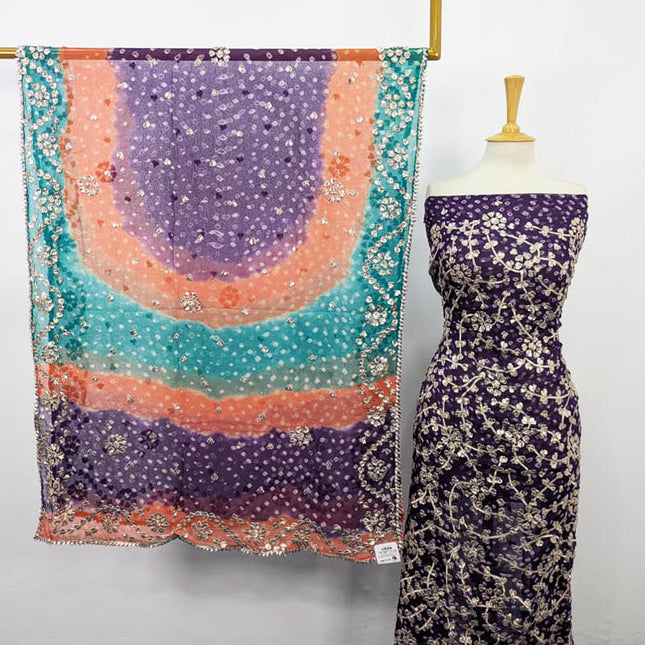 Bamber Chiffon With Chunnri And Gotta Work 2PC Unstitched