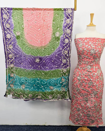 Bamber Chiffon With Chunnri And Gotta Work 2PC Unstitched