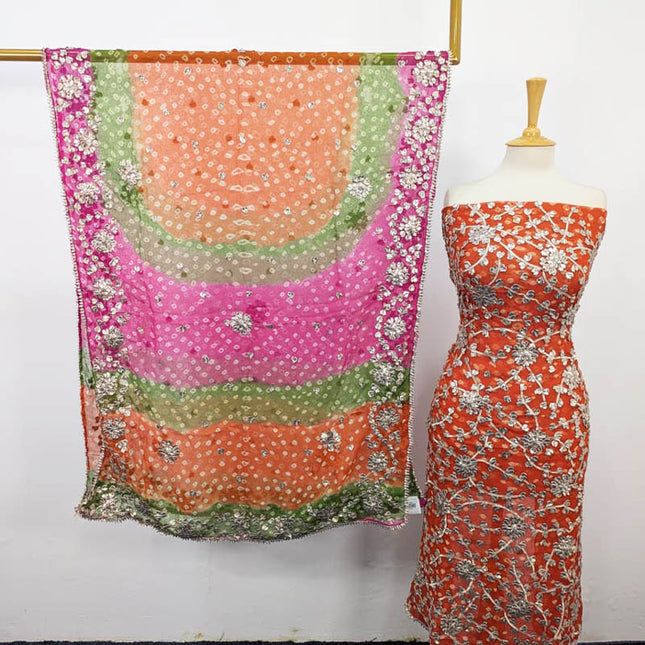 Bamber Chiffon With Chunnri And Gotta Work 2PC Unstitched