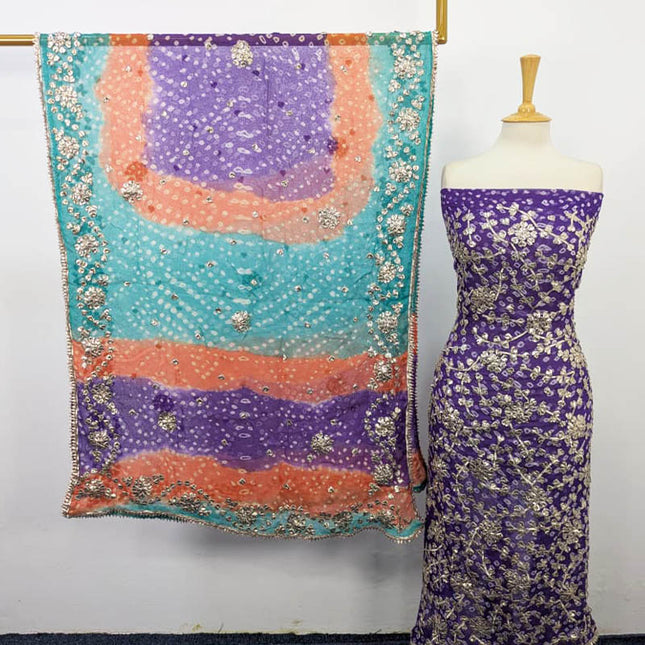 Bamber Chiffon With Chunnri And Gotta Work 2PC Unstitched