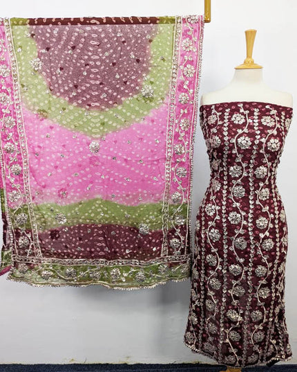 Bamber Chiffon With Chunnri And Gotta Work 2PC Unstitched