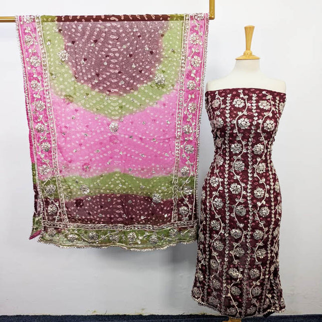 Bamber Chiffon With Chunnri And Gotta Work 2PC Unstitched