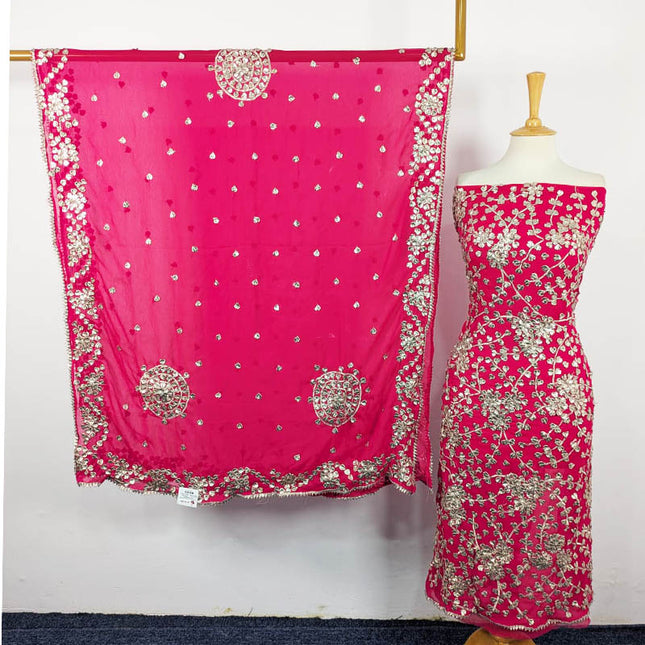 Handmade Full Jaal Gotta Work Chiffon 2 PC Unstitched