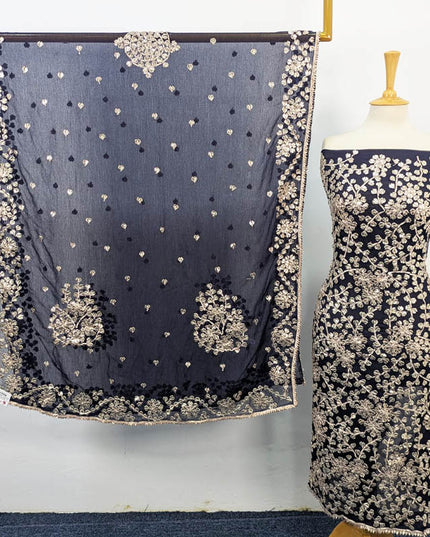 Chiffon Full Jaal Gotta Work with 4 Sided Border Dupatta 2PC Unstitched