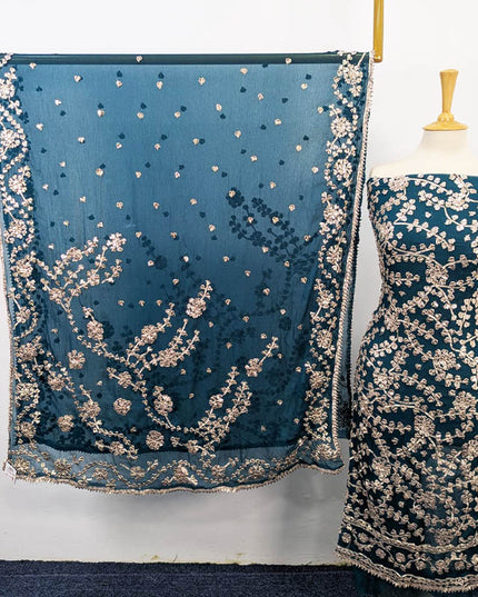 Fancy Handmade Chiffon with Full Jaal Gotta Work 2PC Unstitched