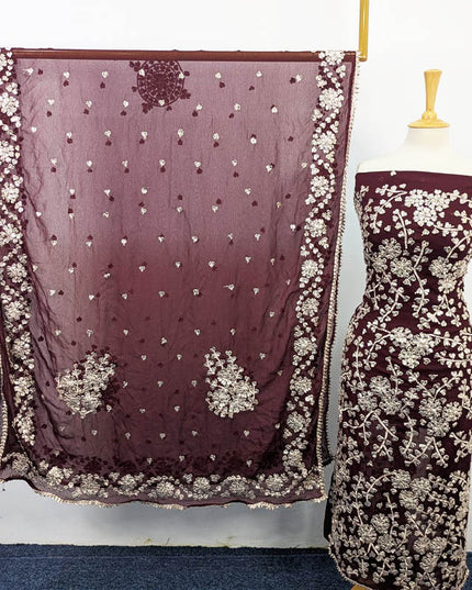 Chiffon Full Jaal Gotta Work with 4 Sided Border Dupatta 2PC Unstitched