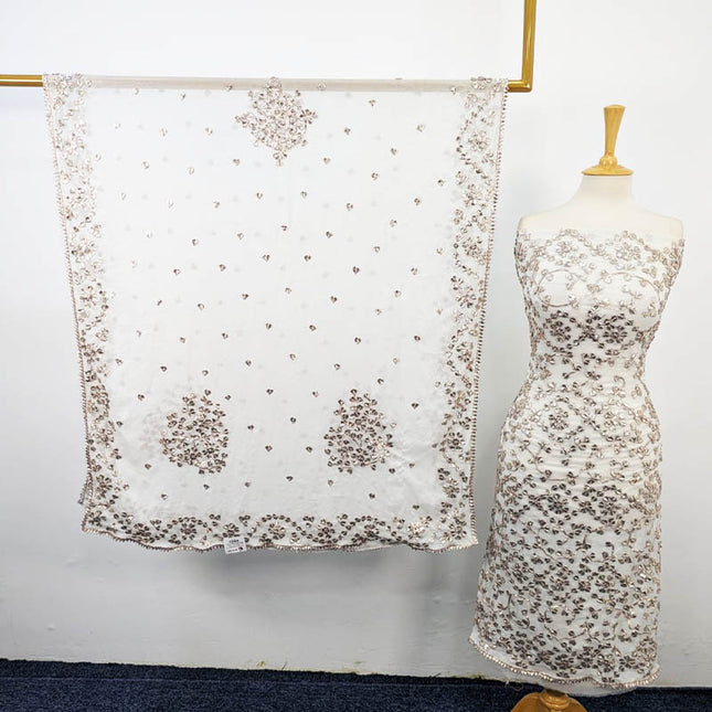 Chiffon Full Jaal Gotta Work with 4 Sided Border Dupatta 2PC Unstitched