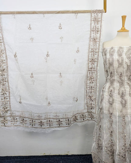 Handmade Gotta Work Dyeable Organza Frock 2PC Unstitched