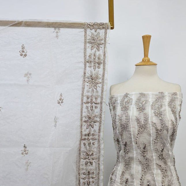 Handmade Gotta Work Dyeable Organza Frock 2PC Unstitched