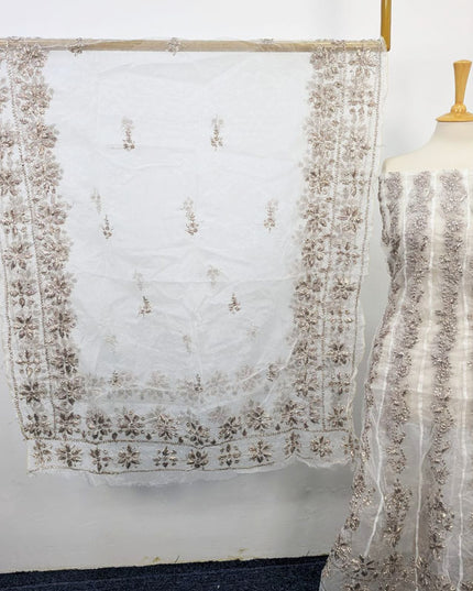 Fancy Organza with Gotta Work Frock 2PC Unstitched (Dyeable in All Colors)