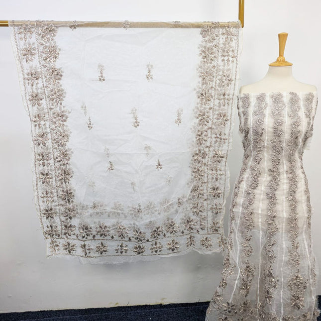 Fancy Organza with Gotta Work Frock 2PC Unstitched (Dyeable in All Colors)