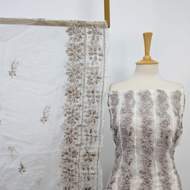 Fancy Organza with Gotta Work Frock 2PC Unstitched (Dyeable in All Colors)