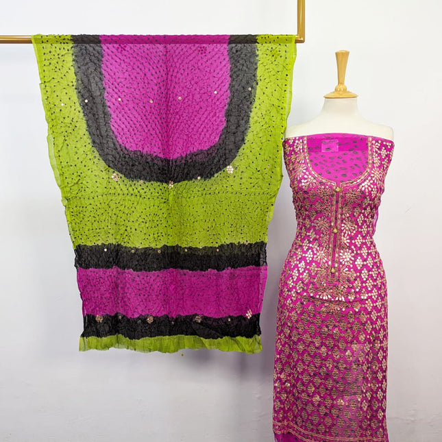 Pure China Crinkle with Chunnri + Press Gotta Work 2PC Unstitched