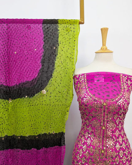 Pure China Crinkle with Chunnri + Press Gotta Work 2PC Unstitched