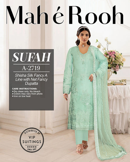 Fancy Embroidered Shisha Silk with Net Dupatta - Mah e Rooh Vol A-2719