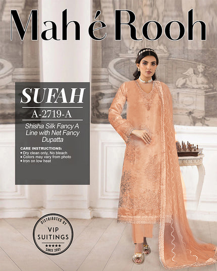 Fancy Embroidered Shisha Silk with Net Dupatta - Mah e Rooh Vol A-2719