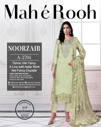 Embroidered Adda Work Tissue Silk with Fancy Net Dupatta - Mah e Rooh Vol A-2704