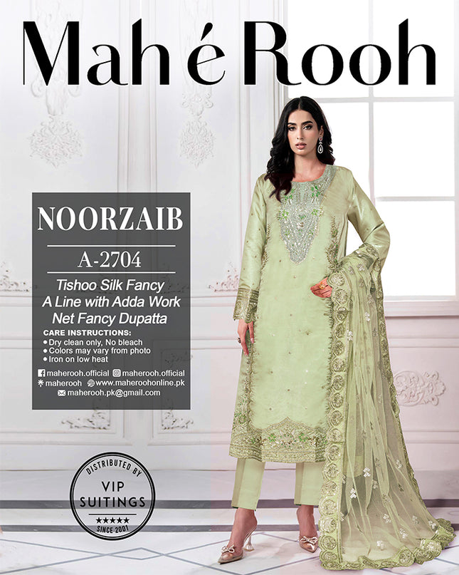 Embroidered Adda Work Tissue Silk with Fancy Net Dupatta - Mah e Rooh Vol A-2704