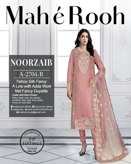 Embroidered Adda Work Tissue Silk with Fancy Net Dupatta - Mah e Rooh Vol A-2704