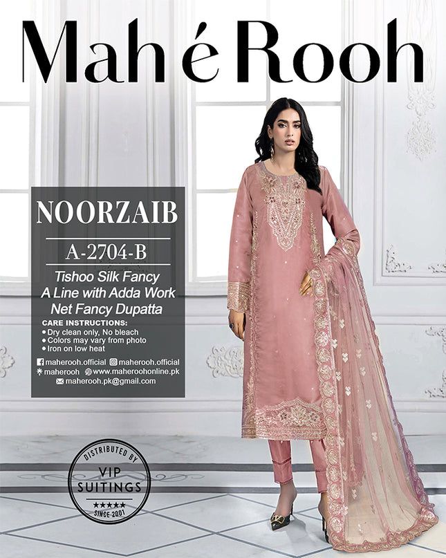 Embroidered Adda Work Tissue Silk with Fancy Net Dupatta - Mah e Rooh Vol A-2704