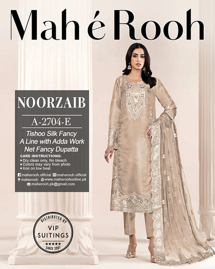 Embroidered Adda Work Tissue Silk with Fancy Net Dupatta - Mah e Rooh Vol A-2704