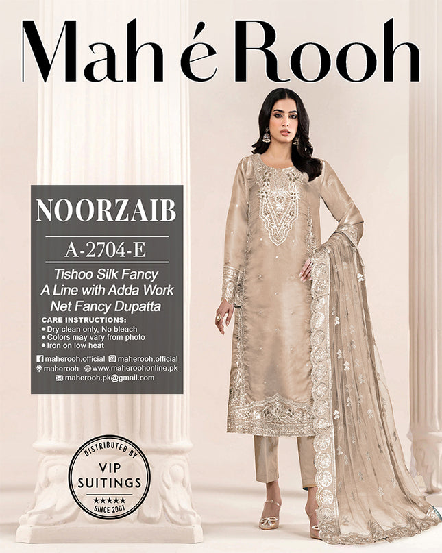 Embroidered Adda Work Tissue Silk with Fancy Net Dupatta - Mah e Rooh Vol A-2704