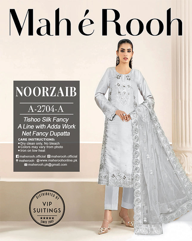 Embroidered Adda Work Tissue Silk with Fancy Net Dupatta - Mah e Rooh Vol A-2704