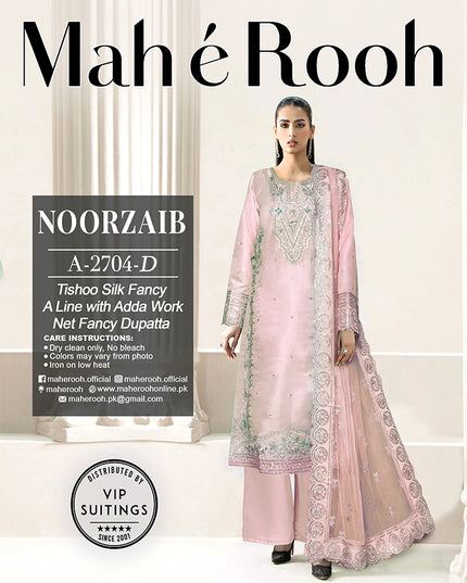 Embroidered Adda Work Tissue Silk with Fancy Net Dupatta - Mah e Rooh Vol A-2704