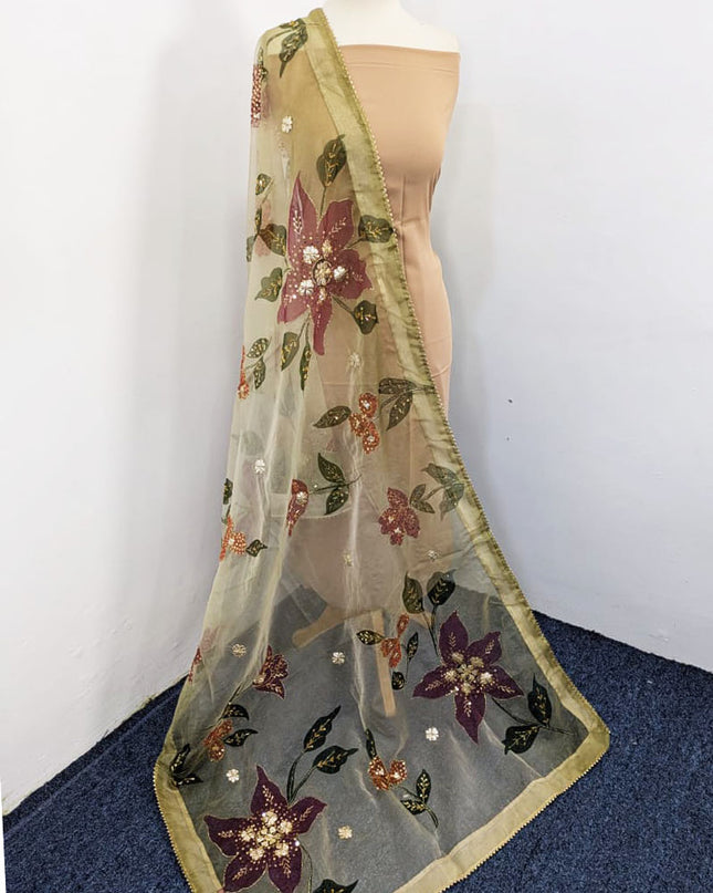 Fancy Organza with Oil Paint, Gotta & Stone Work Dupatta (Ready To Wear)
